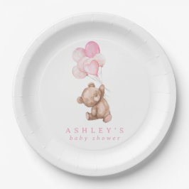 Prato De Papel Urso Rosa Que Podemos Brindar Chá de fraldas De Es