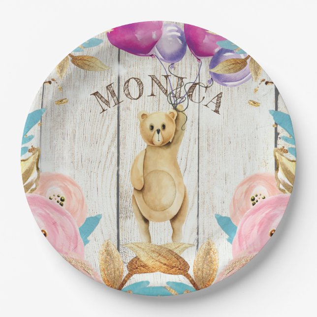 Prato De Papel Urso Russo Personalizado (Frente)