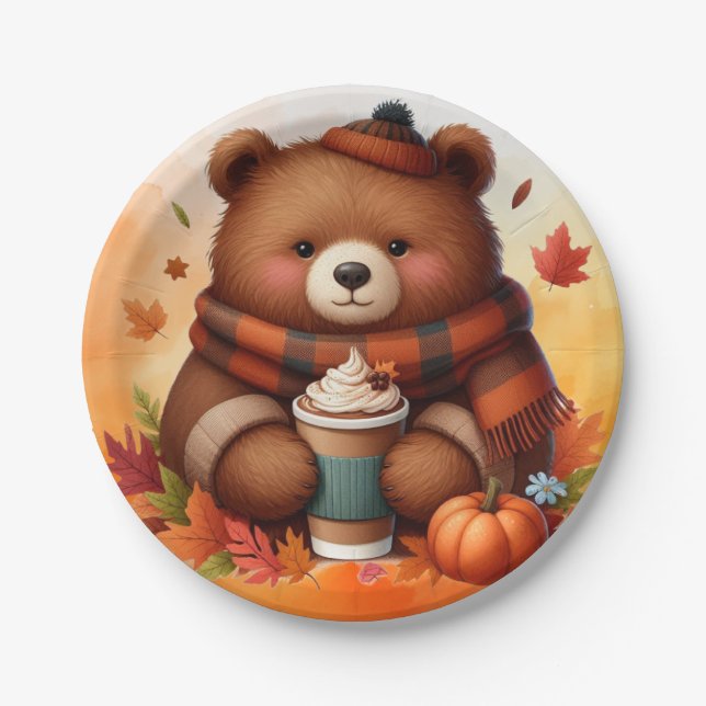 Prato De Papel Urso Russo/Vintage de outono (Frente)