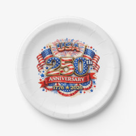 Prato De Papel USA America 250th Anniversary Watercolor Patriotic