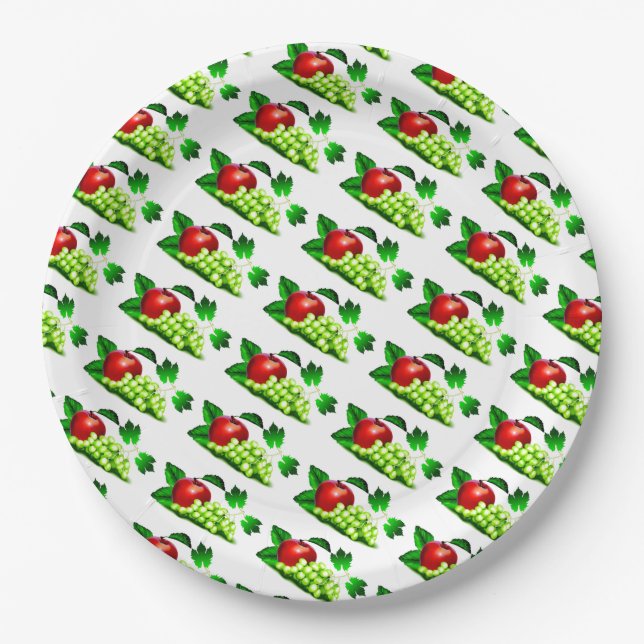 Prato De Papel Uvas e Maçãs (Frente)