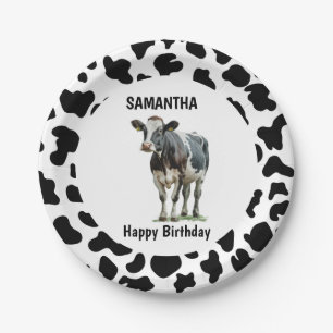 Prato De Papel Vaca Preta e Branca