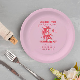 Prato De Papel Vaca Rosa Velhinha à Festa de aniversário de Perfe