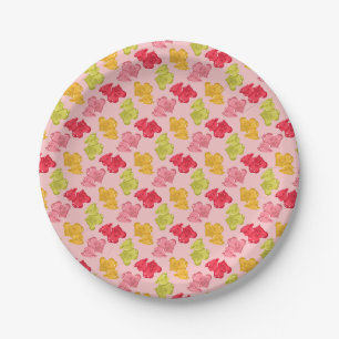 Prato De Papel Vacas Gummy Frutas Tropicais Rosa
