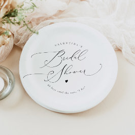 Prato De Papel VALENTINA Elegante Script Minimalista para Chá de