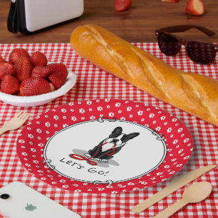 Prato De Papel Vamos! Boston Terrier Dog (preto) é engraçado