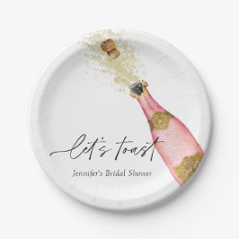 Prato De Papel Vamos Brindar Chá de Noiva Rosa