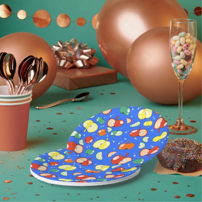 Prato De Papel Vamos começar a festa - Pop Apple no azul (Múltiplo)