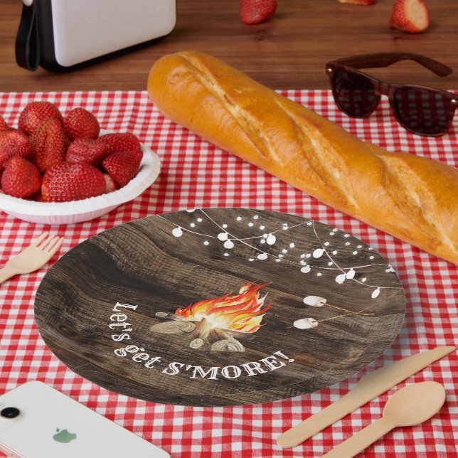 Prato De Papel Vamos do Partido Bonfire Get S'more (Piquenique)
