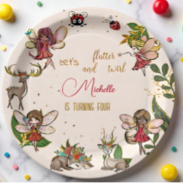 Prato De Papel Vamos e giro, aniversário de fadas