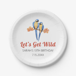 Prato De Papel Vamos Obter Selvagem da Selva da Macaw Selvagem