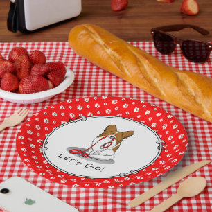 Prato De Papel Vamos! Papillon (branco e vermelho)