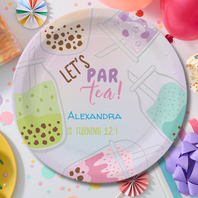Prato De Papel Vamos par-tea chá de bolhas de aniversário (Criador carregado)