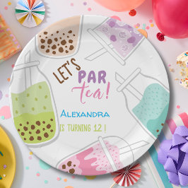 Prato De Papel Vamos par-tear chá de bolhas de aniversário