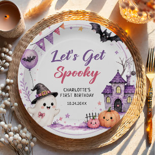 Prato De Papel Vamos Ter um Aniversário de Halloween Assustador