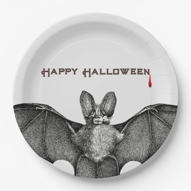 Prato De Papel Vampire Bat Halloween (Frente)