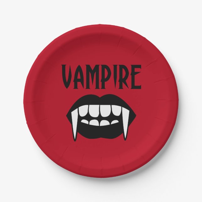 Prato De Papel Vampiro Vermelho Spooky Halloween (Frente)