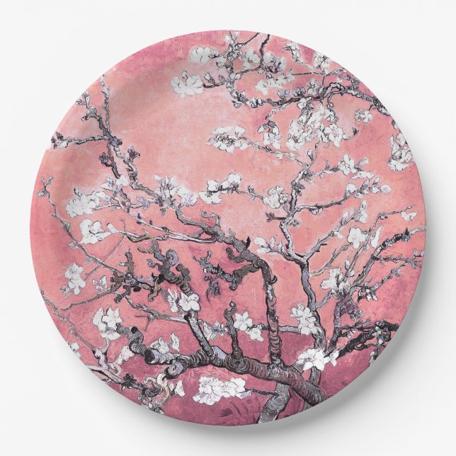 Prato De Papel Van Gogh Almond Blossom cor-de-rosa (Frente)