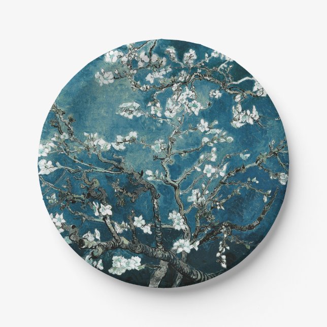 Prato De Papel Van Gogh Almond Blossoms : Teal Escuro (Frente)