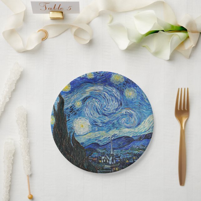 Prato De Papel Van Gogh está no Starry Night (Casamento)