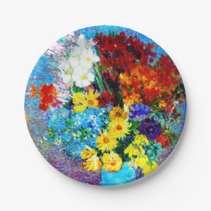 Prato De Papel Van Gogh Flores num Vaso Azul