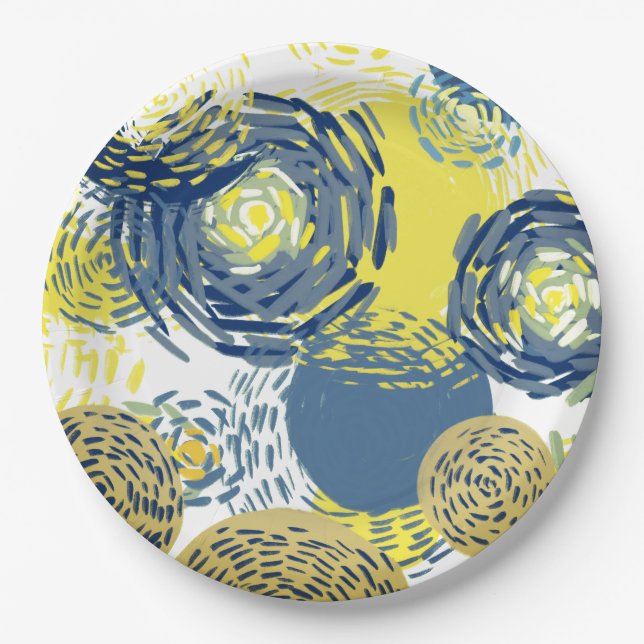 Prato De Papel Van Gogh Inspirou Blues, amarelos, Travesseiro dec (Frente)