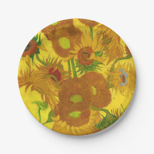 Prato De Papel Van Gogh Quinze Girassóis Em Uma Arte Bela Vaso