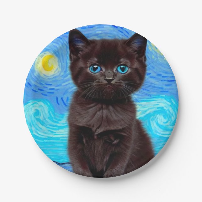 Prato De Papel Van Gogh Starry Night Black (Frente)