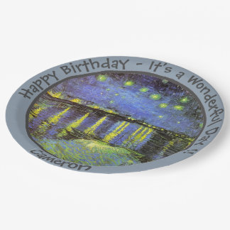 Prato De Papel Van Gogh Starry Night sobre os itens do partido Rh