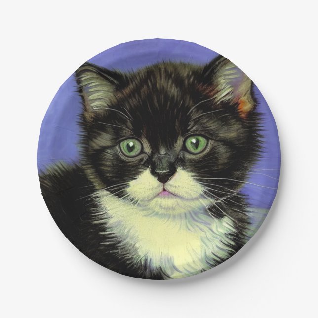 Prato De Papel Van Gogh Tuxedo Kitten (Frente)