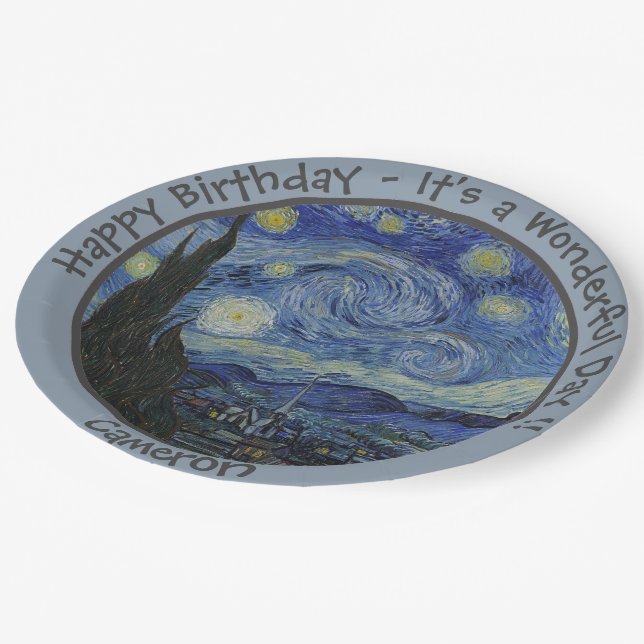 Prato De Papel van Gogh's The Starry Night Party Items Collection (Inclinado)