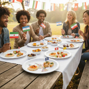 Prato De Papel Vara da Paz Mundial Feita de Bandeiras Internacion