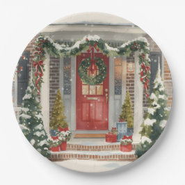 Prato De Papel Varanda de Natal nevada fofa