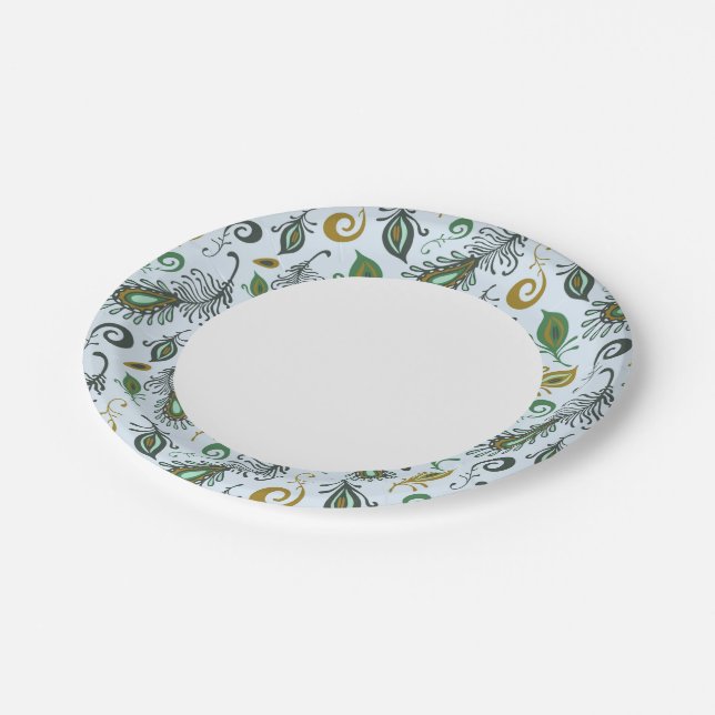 Prato De Papel Vários Penas Coloridas (Inclinado)