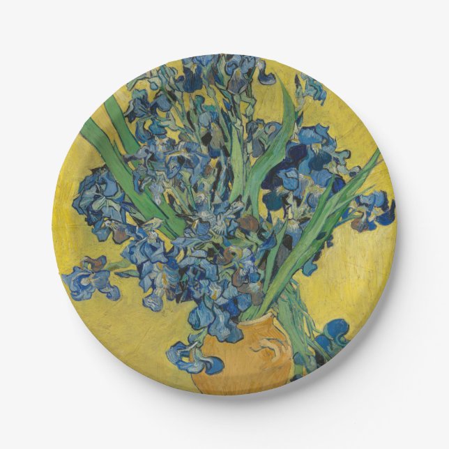 Prato De Papel Vaso Van Gogh com Íris Classic Impressionismo (Frente)