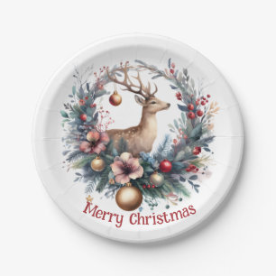 Prato De Papel Veado festivo na coroa de férias 1 -
