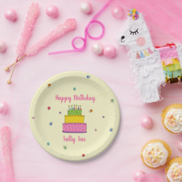 Prato De Papel Vela de Aniversário Colorida Bolo Confete Festa