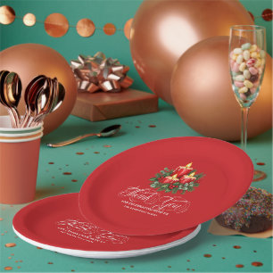 Prato De Papel Velas de Natal & Decoração de Azevinho
