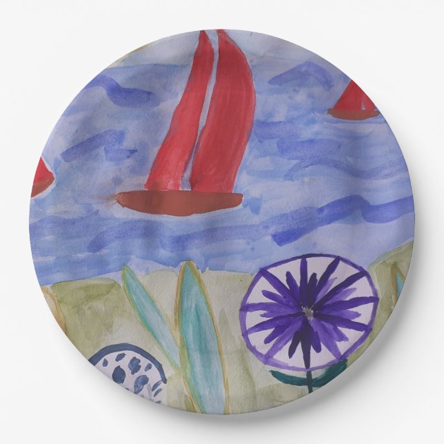 Prato De Papel Velas Vermelhas e Flores (Frente)