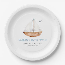Prato De Papel Velejando para dois aniversários náuticos