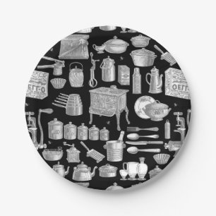 Prato De Papel velocista antigo cozinheiro preto-branco