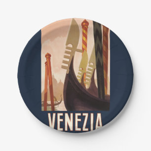 Prato De Papel Veneza Itália Viagem Arte Gôndola Veneza Antiga