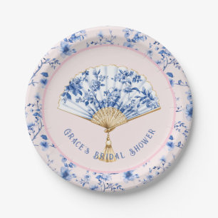 Prato De Papel Ventilador de Chinoiserie Rosa e Azul Bridal Tea