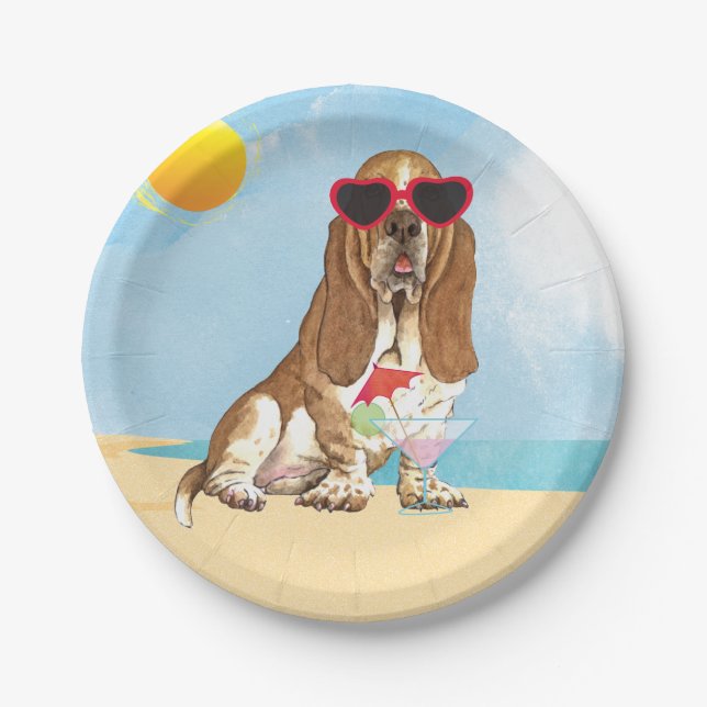 Prato De Papel Verão Basset Hound (Frente)