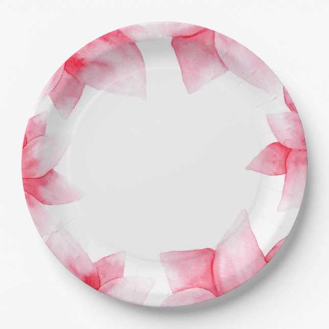 Prato De Papel Verão Coral Floral Água-tinta Chic Pêssego (Frente)