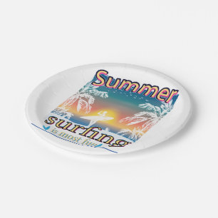 Prato De Papel Verão - Surfar É Mais Divertido