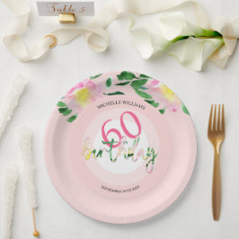 Prato De Papel Verão Tropical Rosa Floral Aquarela
