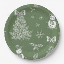 prato de papel verde de Natal toile