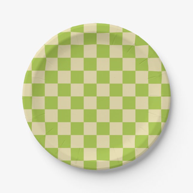 Prato De Papel Verde e bege da Maçã Verificada (Frente)