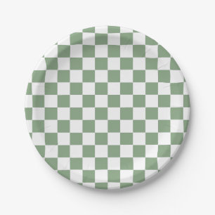 Prato De Papel Verde e branco do compartimento verificado